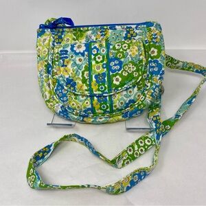Vera Bradley English Meadow Lizzy Blue Green Floral Crossbody Bag